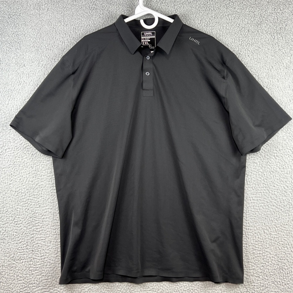 UNRL Golf Performance Pique Polo Shirt Mens 2XL Black Short Sleeve Stretch Logo